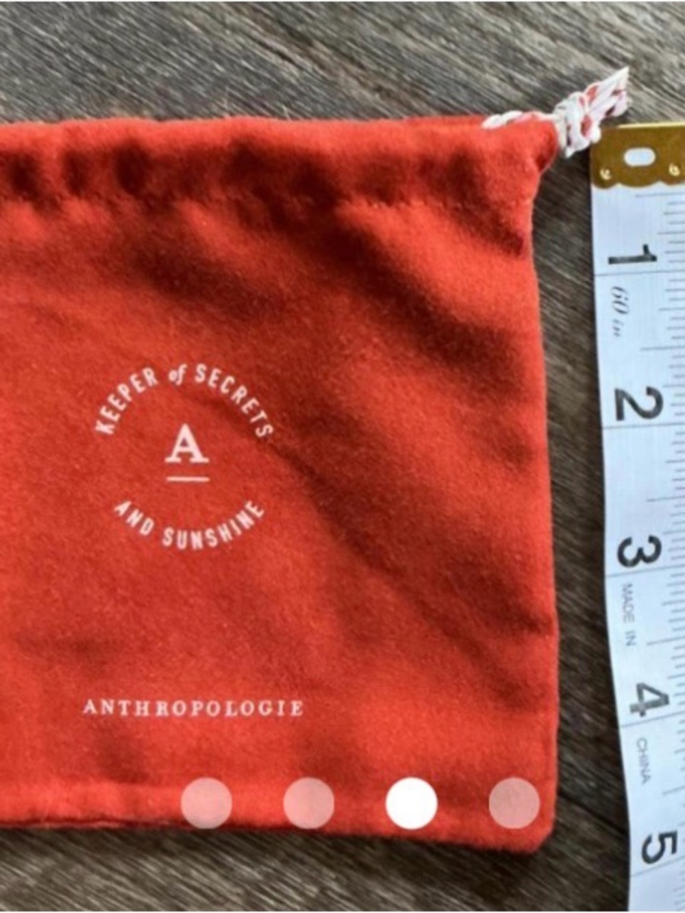 Anthropologie Burnt Orange Velvet Drawstring Pouch